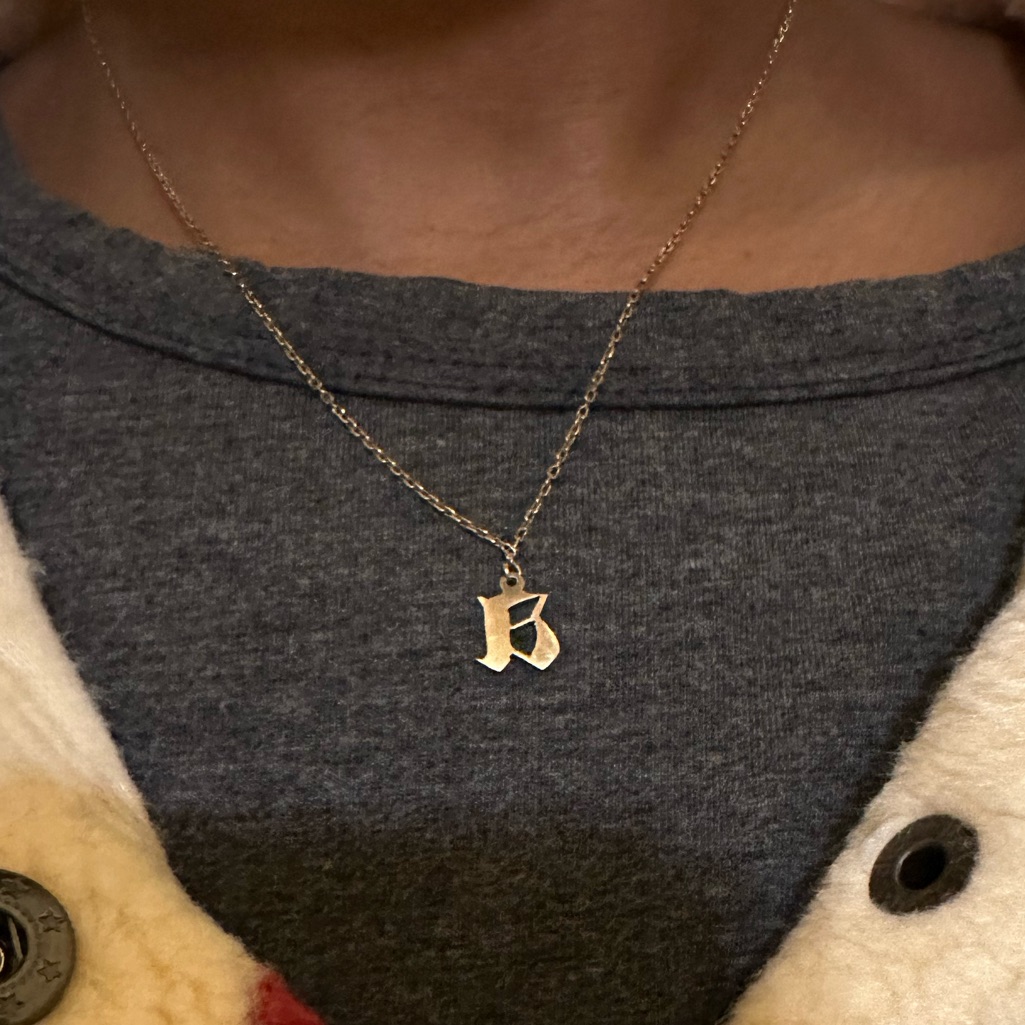 Lower Case Gothic Font Letter “A” Necklace